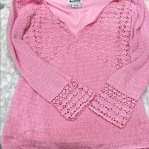 Lilly Pulitzer Pink Crochet Sweater